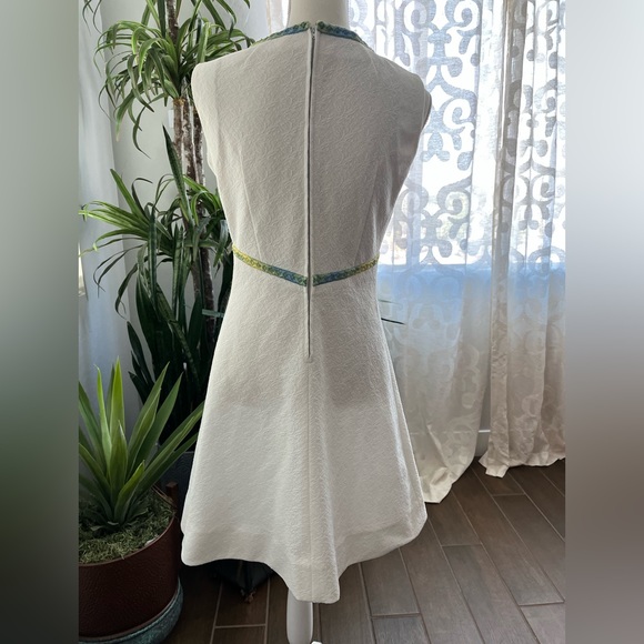 Vintage 60s mod midi dress with green blue detail handmade Gogo dress - Picture 6 of 9